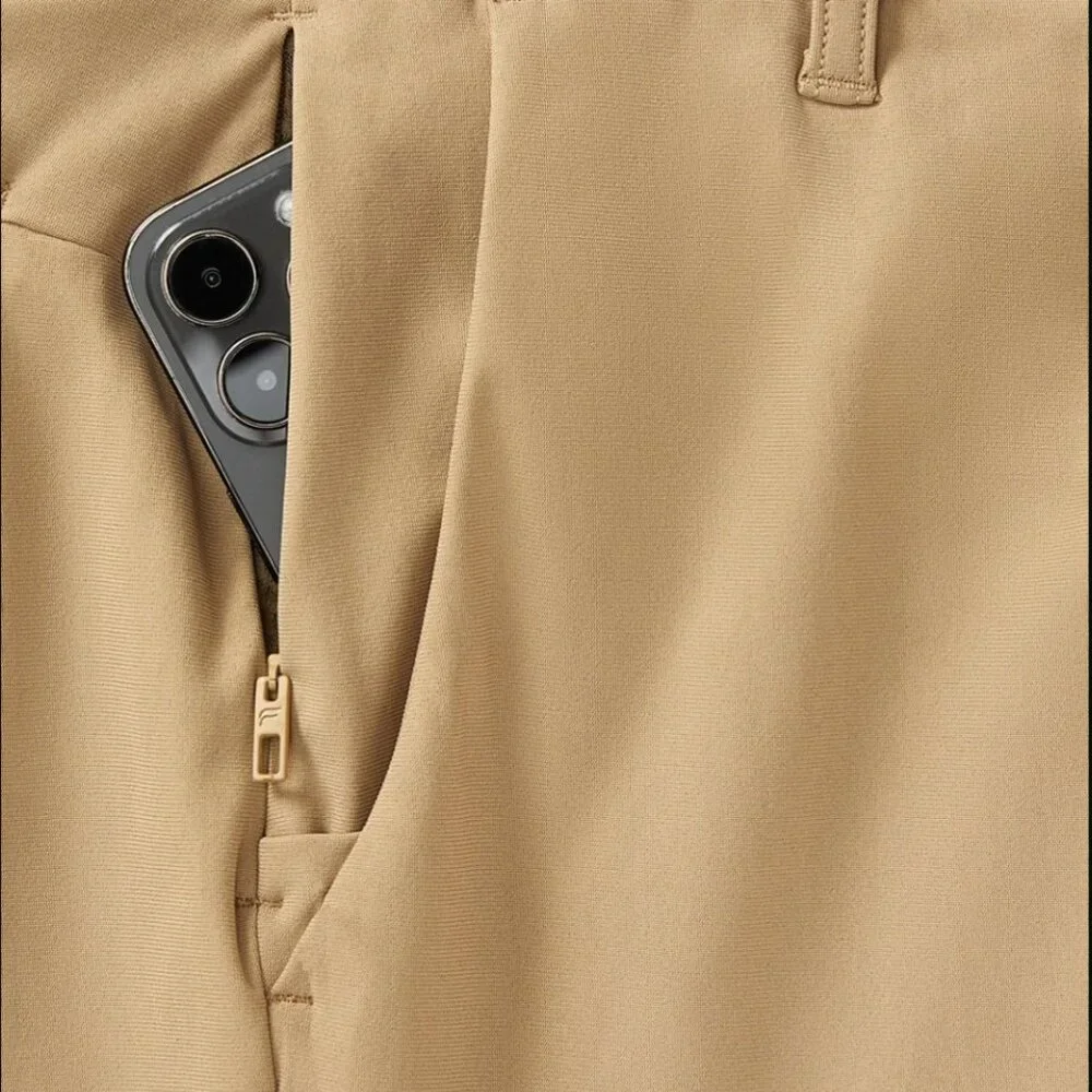 Fabletics The Don Trouser, Slim Fit, Dark Twill (Khaki), 30Wx30L, EUC
